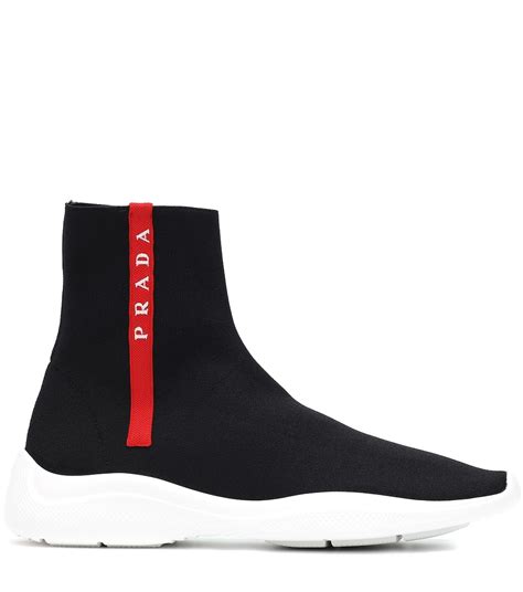 prada sock shoes white|Prada knit sock sneakers.